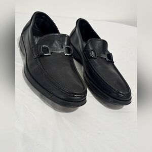 Salvatore Ferragamo Italian Leather Black Dress Shoes Loafers size 10